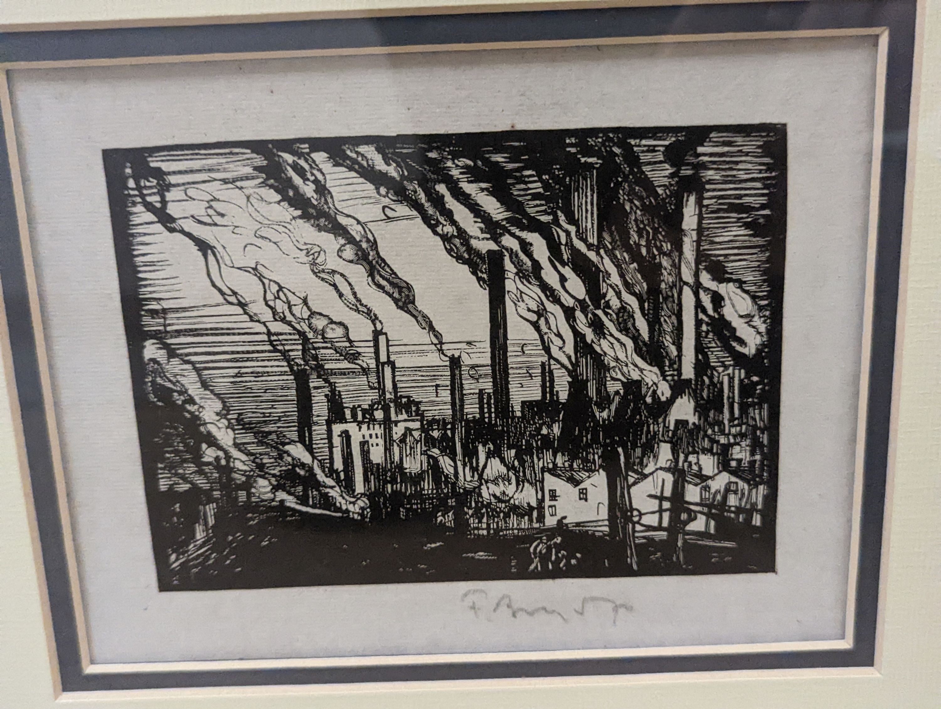 Frank William Brangwyn (1867-1956), two monochrome prints, 14 x 12.5cm, 9 x 12.5cm